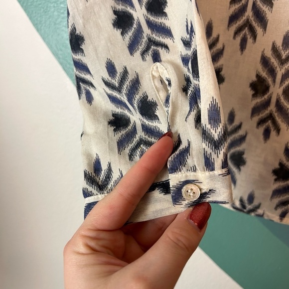 Giada Forte Cotton Costal Pattern Button Up Top Size 2 - Picture 3 of 6